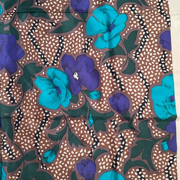 Vtg Christian Dior Floral Scarf in Blue and Brown - Picture 4 of 5